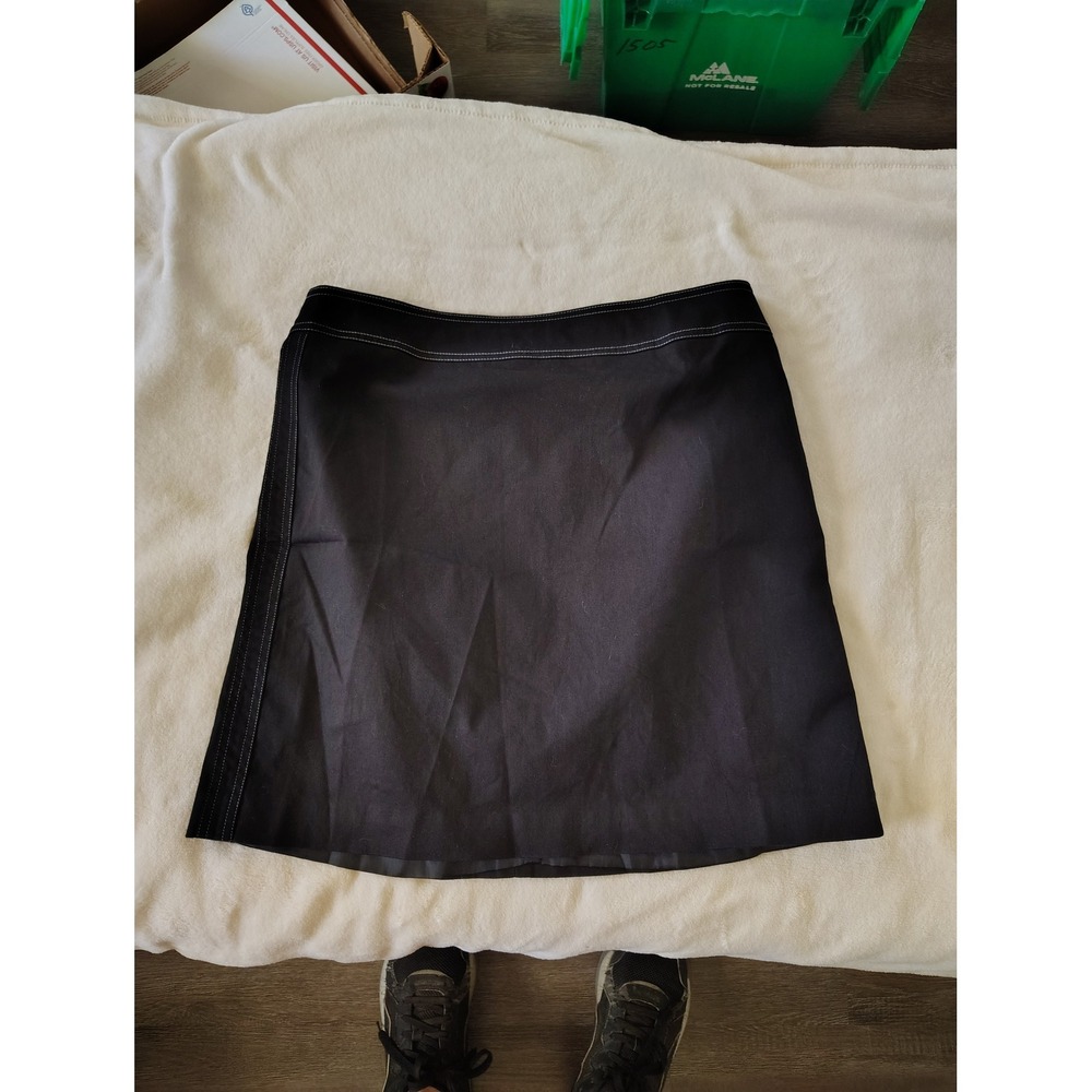 Apostrophe Stretch Black Mini Skirt 10 Contrast Stitch A-Line